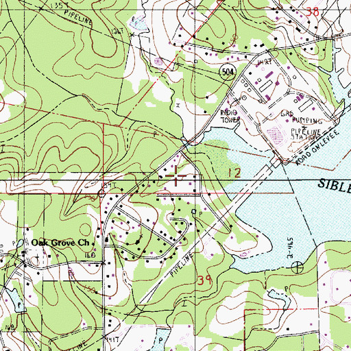 Topographic Map of Highland Acres, LA