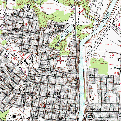 Topographic Map of Highland Park, LA