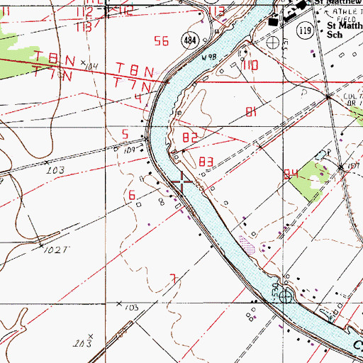 Topographic Map of James Ferry (historical), LA