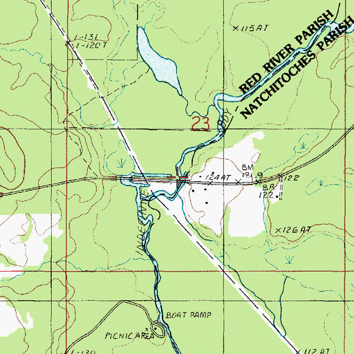 Topographic Map of Lake Village Bridge, LA