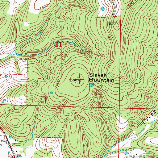 Topographic Map of Slaven Mountain, AR