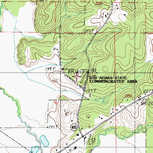 Topographic Map of Los Adaes (historical), LA