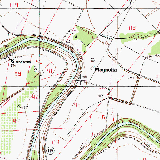 Topographic Map of Magnolia Plantation, LA