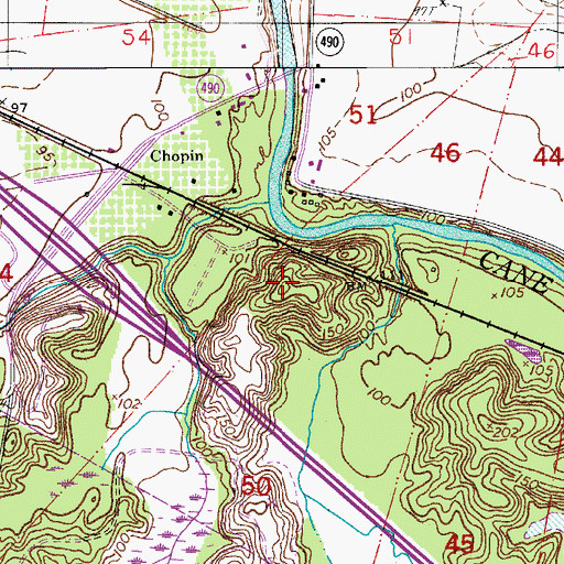 Topographic Map of McAlpine Hill, LA