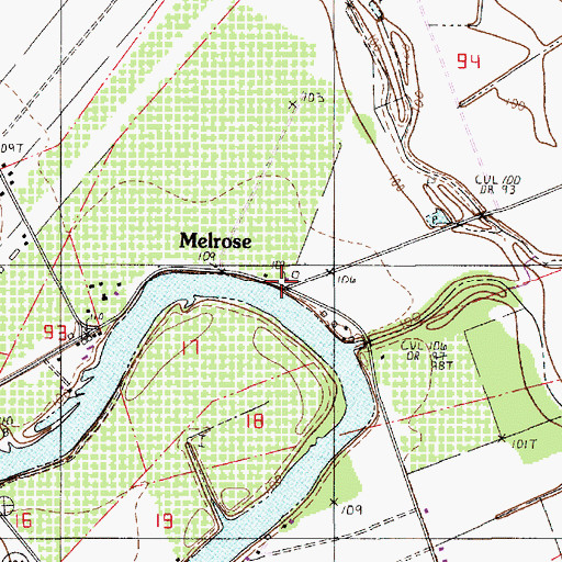 Topographic Map of Melrose Plantation, LA