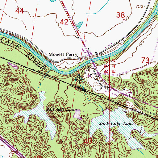 Topographic Map of Monnett Ferry Hill, LA
