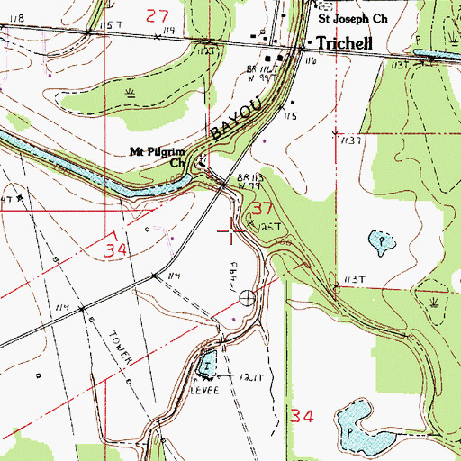 Topographic Map of Mount Olive Church (historical), LA