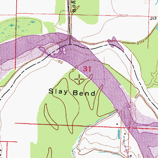 Topographic Map of Slay Bend, AR