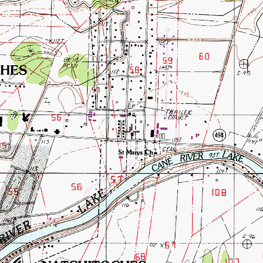 Topographic Map of Natchitoches Parish Career Center, LA