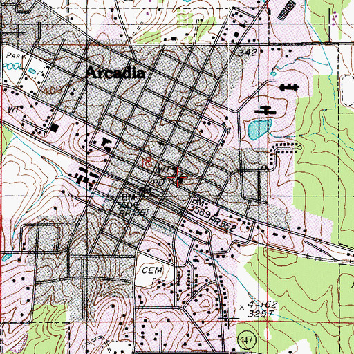 Topographic Map of Arcadia Baptist Church, LA