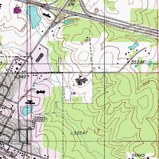 Topographic Map of Arcadia High School, LA