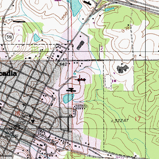 Topographic Map of Bienville General Hospital (historical), LA