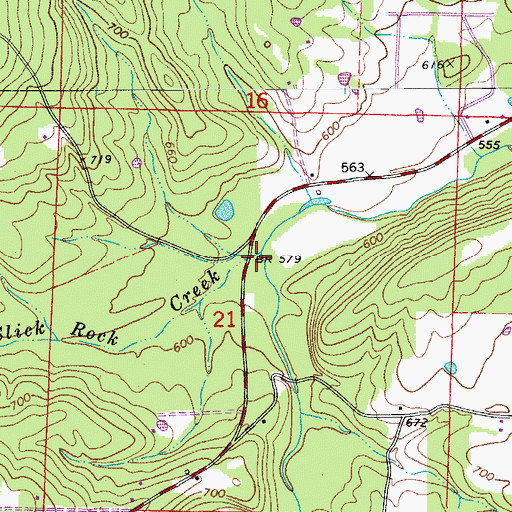 Topographic Map of Slick Rock Creek, AR