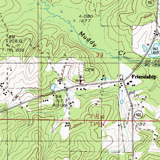 Topographic Map of Friendship Baptist Church, LA