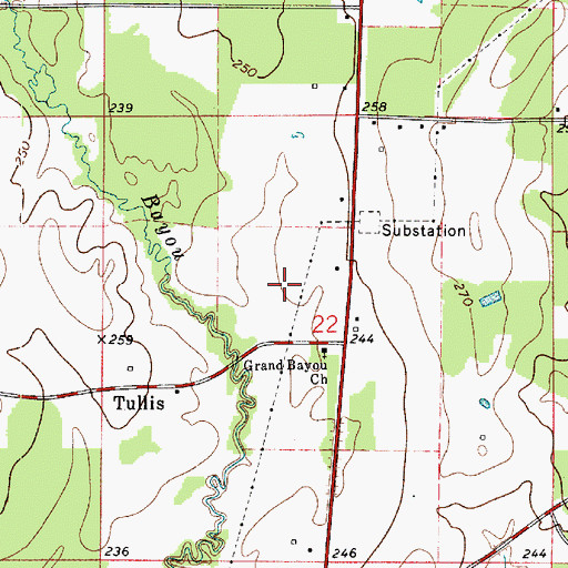 Topographic Map of Woodardville Gas Field, LA
