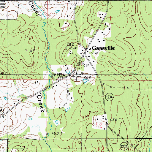 Topographic Map of Gansville Cemetery, LA