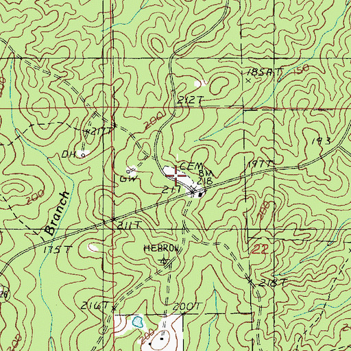 Topographic Map of Hebron Cemetery, LA