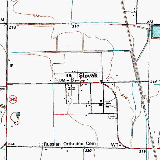 Topographic Map of Slovak, AR