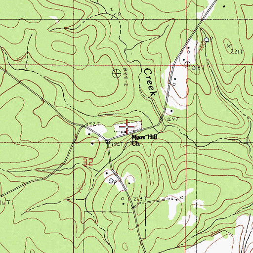 Topographic Map of Mars Hill Cemetery, LA