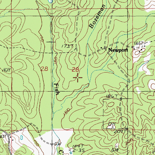 Topographic Map of North Hickory Valley Gas Field, LA