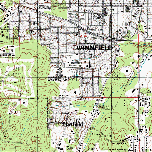 Topographic Map of Pinecrest Recreation Center, LA
