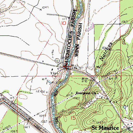 Topographic Map of Strongs Ferry (historical), LA