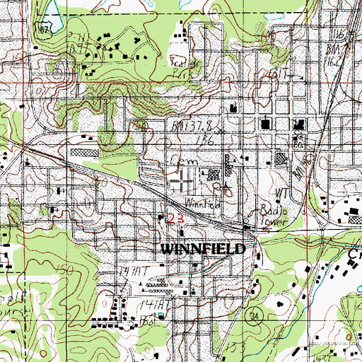 Topographic Map of Winnfield Cemetery, LA
