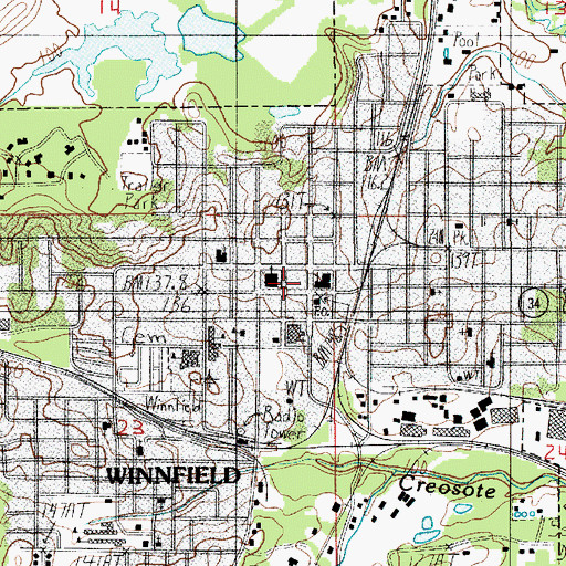 Topographic Map of Winnfield City Hall, LA