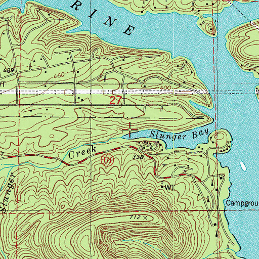 Topographic Map of Slunger Creek, AR