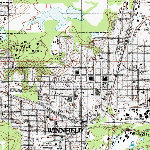 Topographic Map of Winn Parish Library, LA