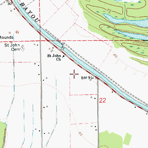 Topographic Map of Mound Plantation, LA