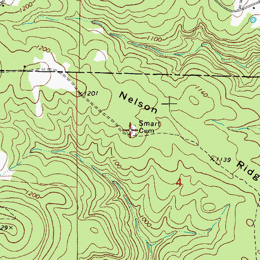 Topographic Map of Smart Cemetery, AR