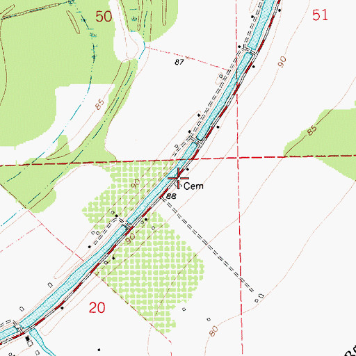 Topographic Map of Thompson Church (historical), LA