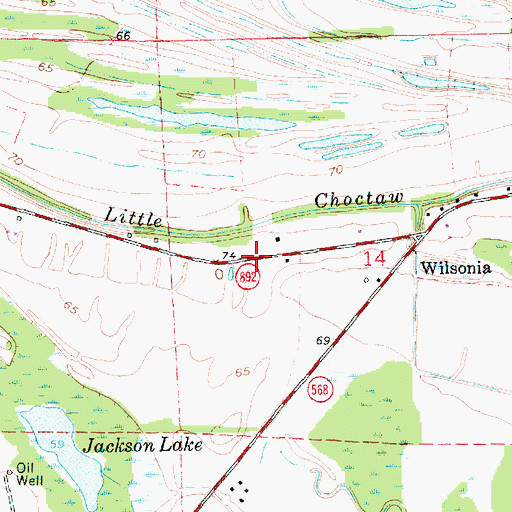 Topographic Map of Aubrey, LA