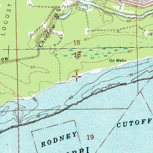 Topographic Map of Browns Field Revetment, LA