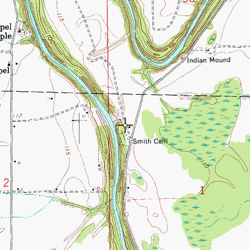 Topographic Map of Smith Cemetery, AR