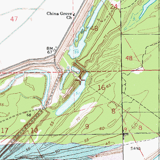 Topographic Map of Cottage Bend Revetment, LA