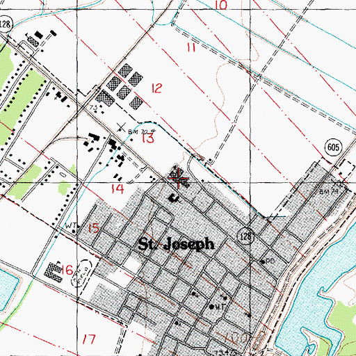 Topographic Map of Tensas High School, LA