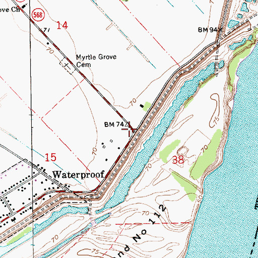 Topographic Map of Hedgeland, LA