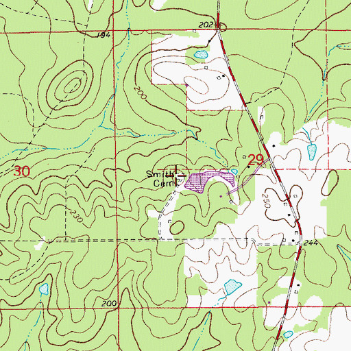 Topographic Map of Smith Cemetery, AR