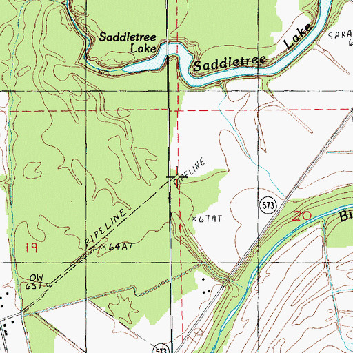 Topographic Map of Justina Gas Field, LA