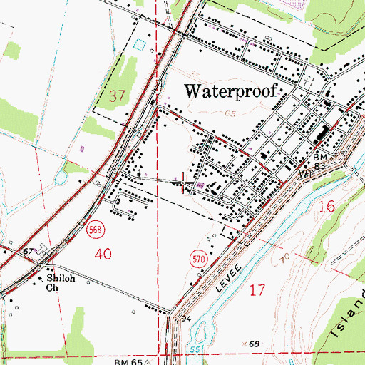 Topographic Map of Lisbon Elementary School (historical), LA
