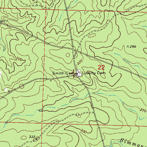 Topographic Map of Smith Cemetery, AR