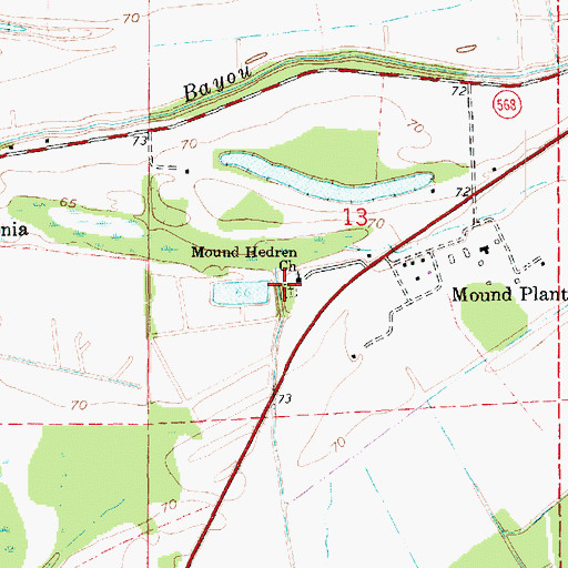 Topographic Map of Mound Cemetery, LA