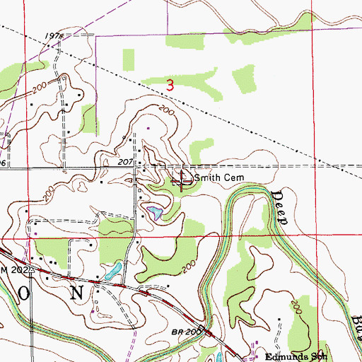Topographic Map of Smith Cemetery, AR