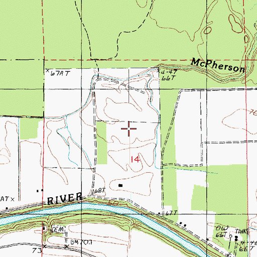 Topographic Map of Pecan Landing Oil Field, LA