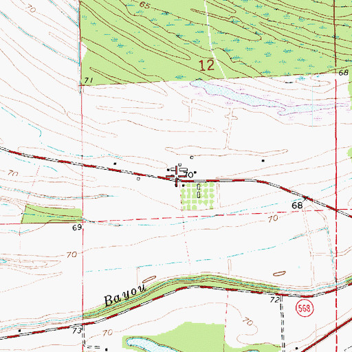 Topographic Map of Ridgeland Plantation, LA