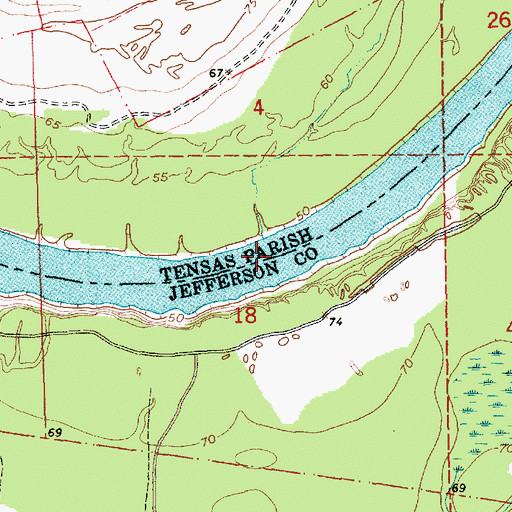 Topographic Map of Rodney Bend, LA