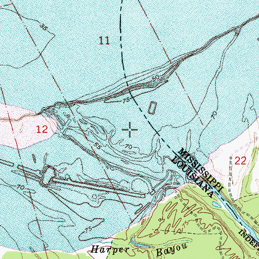Topographic Map of Rodney Island Oil Field, LA