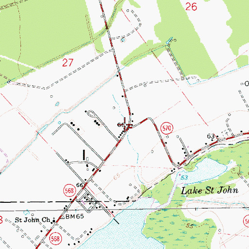 Topographic Map of Saint John, LA